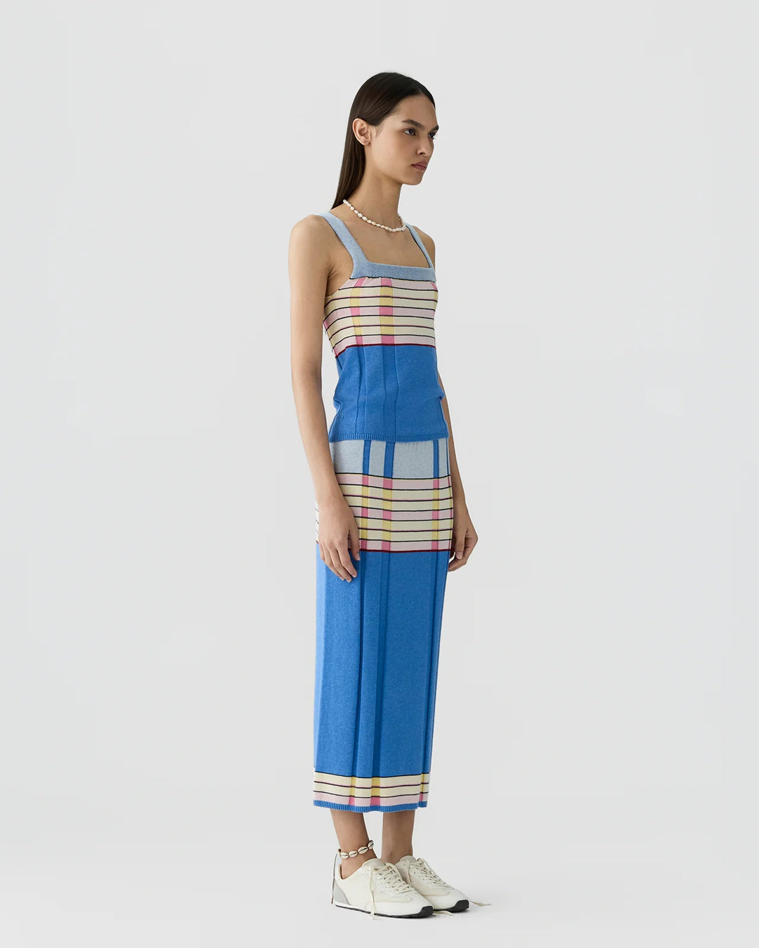 Guest in Residence - Plaited Rib Tank Delft Blue Combo
