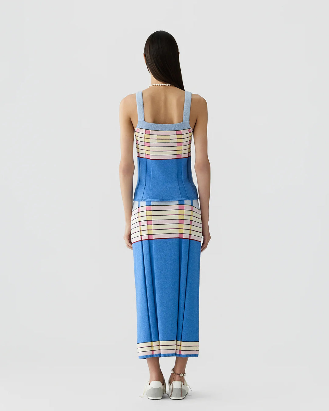Guest in Residence - Plaited Rib Tank Delft Blue Combo