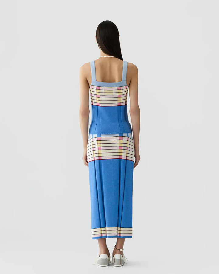 Guest in Residence - Plaited Rib Tank Delft Blue Combo