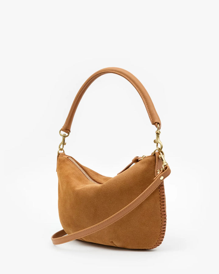 Clare V. - Petit Moyen Messenger Caramel Suede Whipstitch