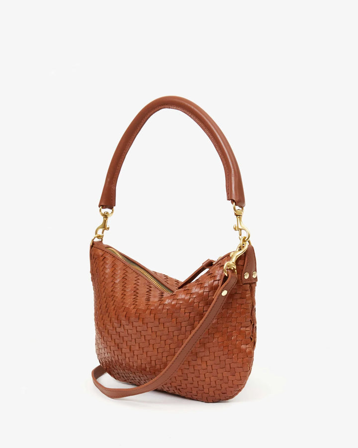 Clare V. - Petit Moyen Messenger Hazelnut Woven Zig Zag