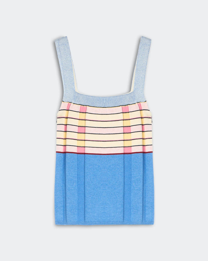 Guest in Residence - Plaited Rib Tank Delft Blue Combo