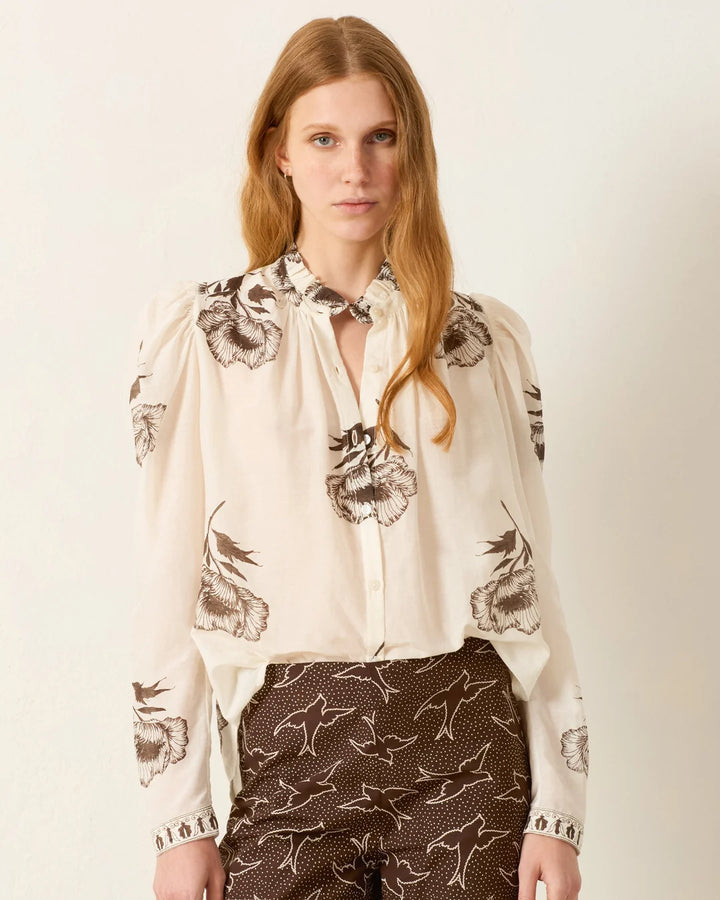 Alix of Bohemia - Artemis Obsidian Poppy Shirt in Off-White