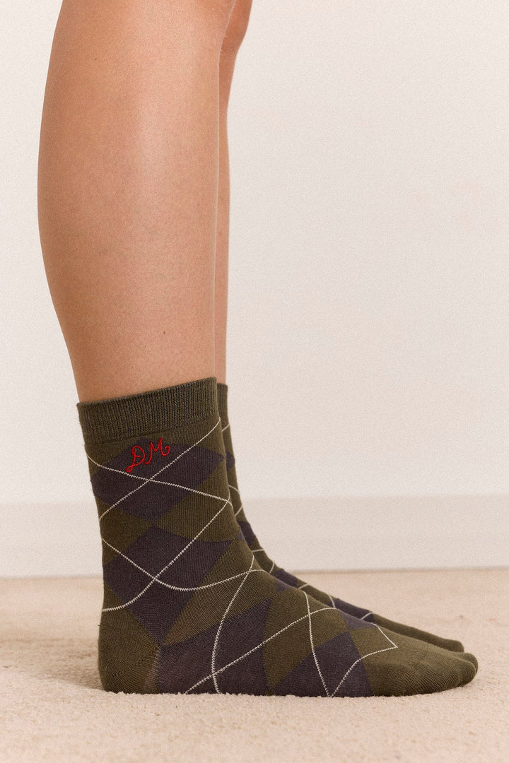 Damson Madder - Olive & Purple Argyle 2 Pack Socks - Kalifornia Jean Bar