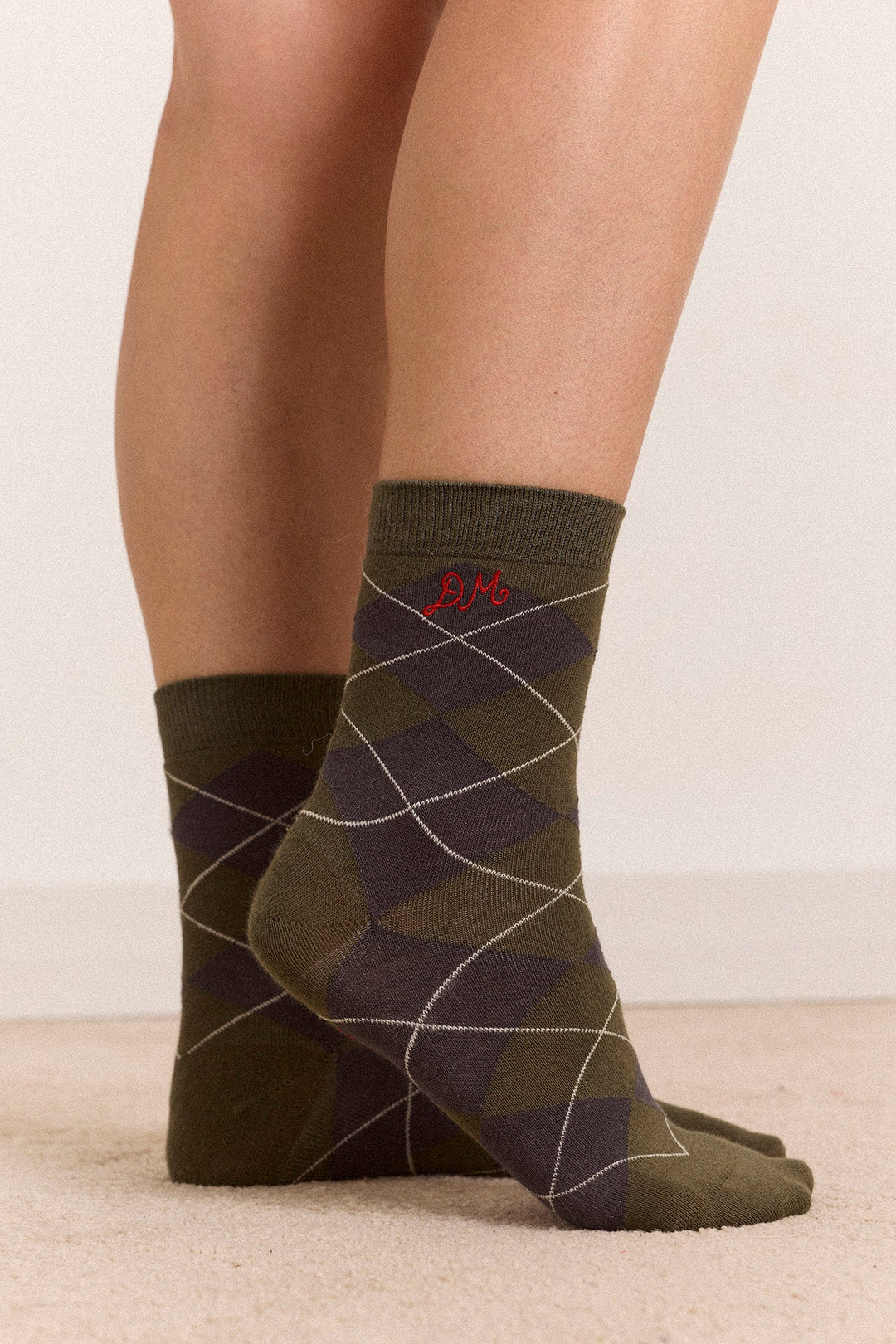 Damson Madder - Olive & Purple Argyle 2 Pack Socks - Kalifornia Jean Bar