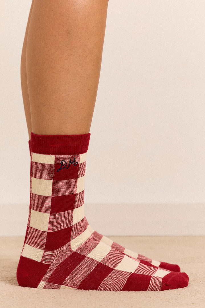 Damson Madder - Mixed Gingham 3 Pack Socks - Kalifornia Jean Bar
