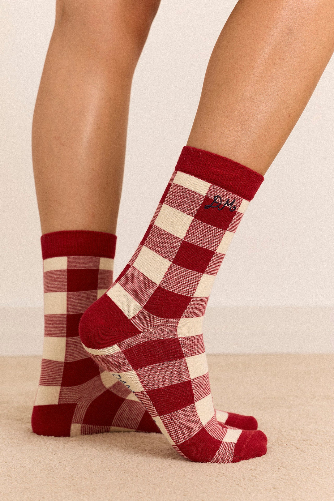 Damson Madder - Mixed Gingham 3 Pack Socks - Kalifornia Jean Bar