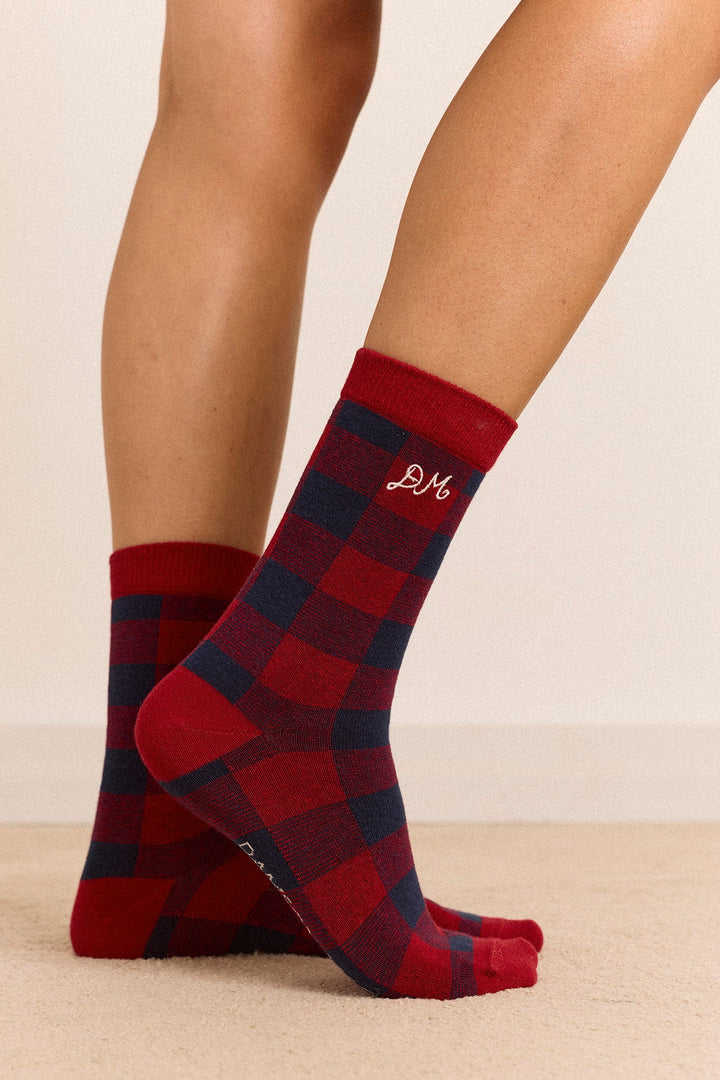 Damson Madder - Mixed Gingham 3 Pack Socks - Kalifornia Jean Bar