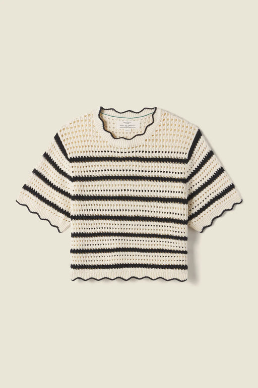 Trovata - Jules Sweater T-Shirt in Antique White/Black Stripe