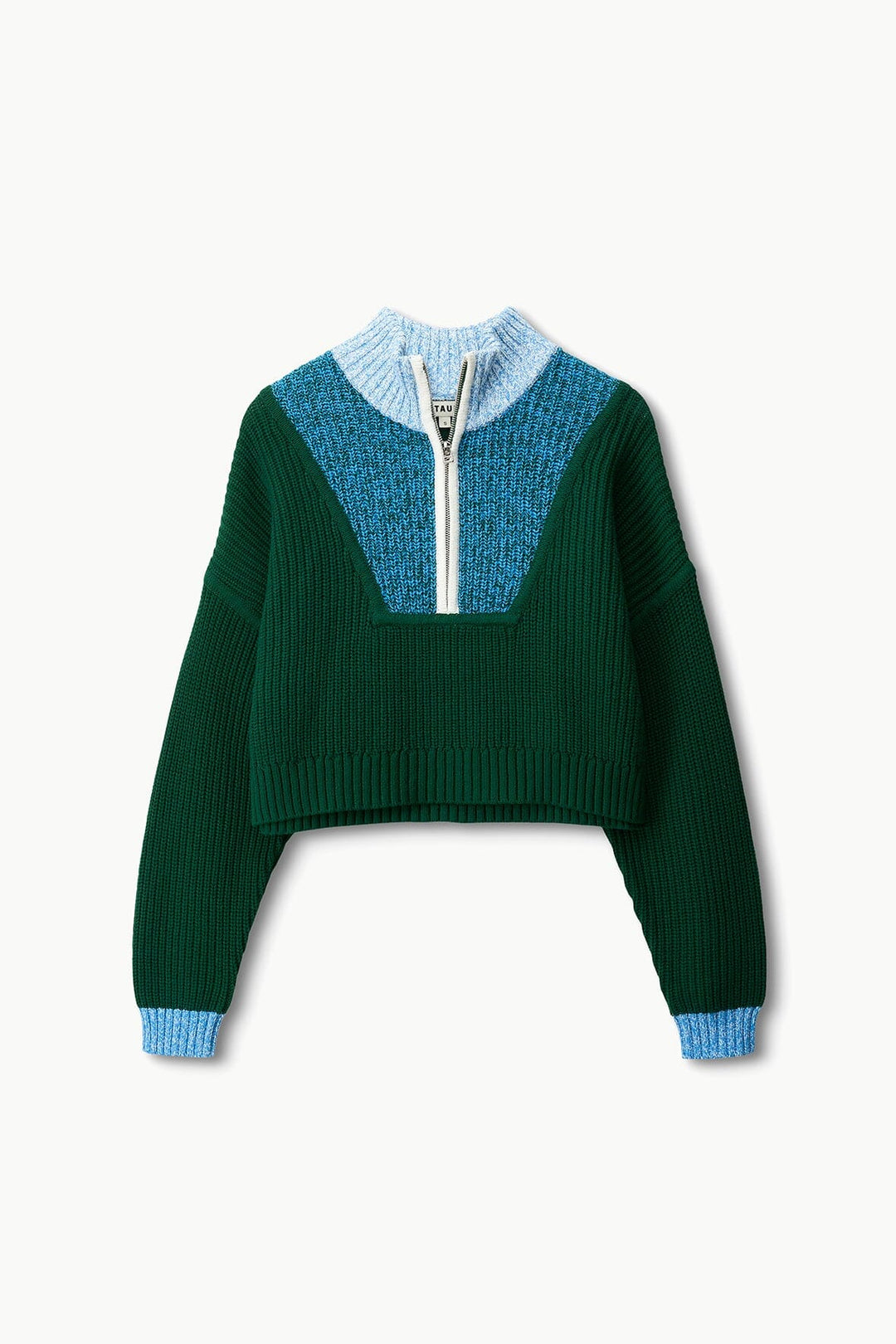 Staud - Cropped Hampton Sweater Jungle Sky Ivory