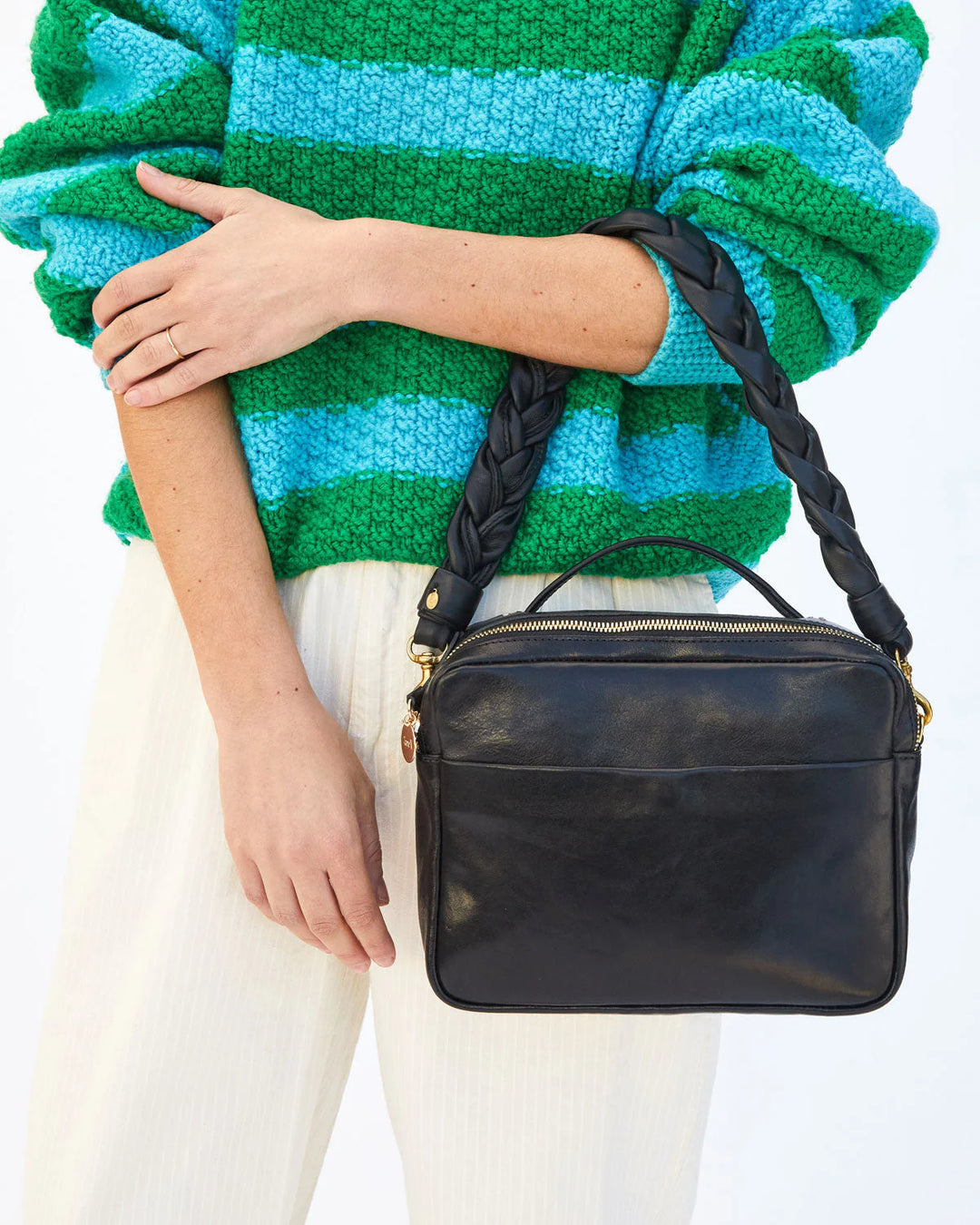 Clare V - Black Braided Nappa Shoulder Strap