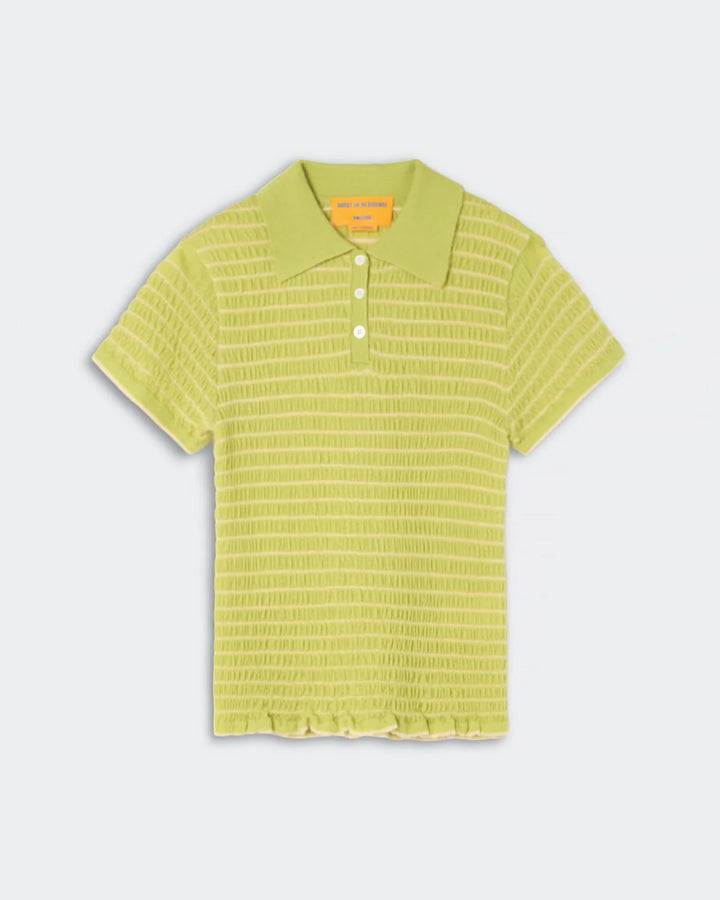 Guest in Residence - Smocked Shrunken Polo Evoo Butter