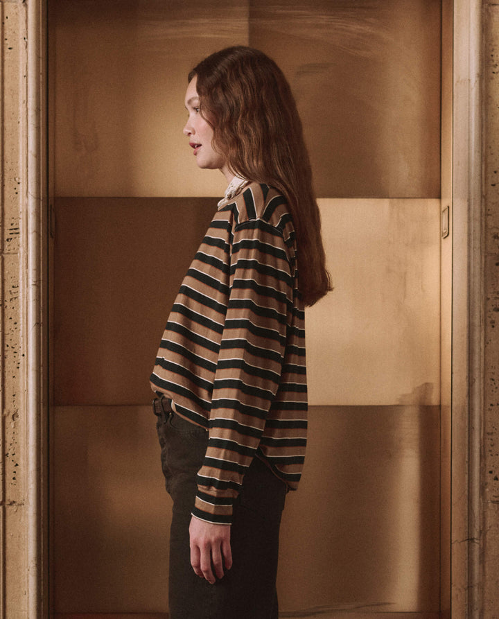 THE GREAT. - Cigar Stripe Long Sleeve Relaxed Crew