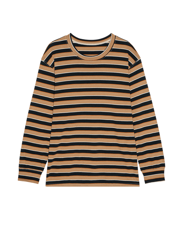 THE GREAT. - Cigar Stripe Long Sleeve Relaxed Crew