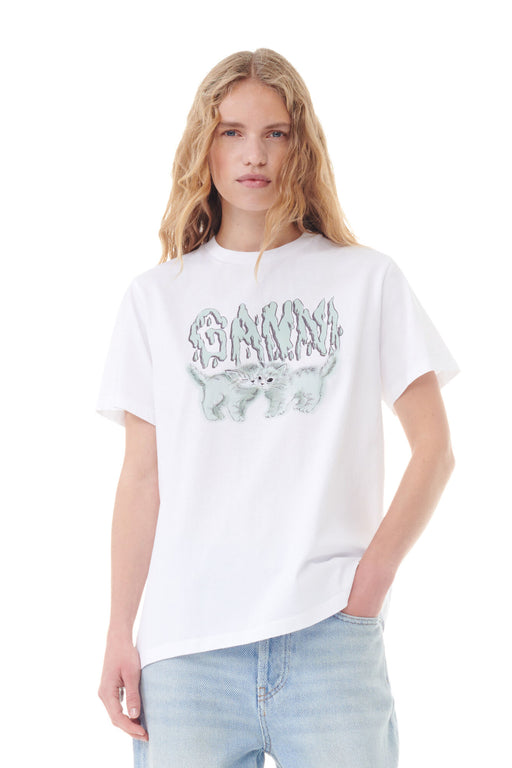 GANNI - Love Cats Jersey Bright White