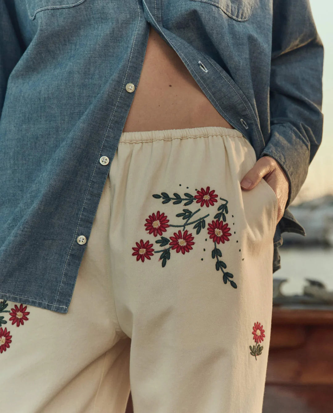 The Great - Easy Pant Natural Field Floral Emb