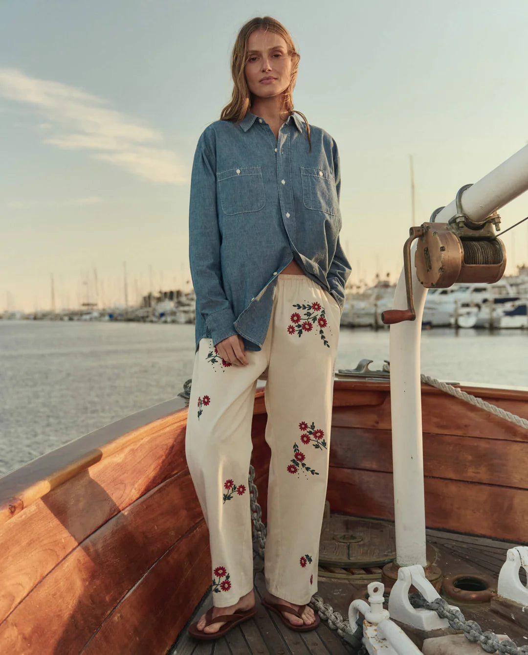 The Great - Easy Pant Natural Field Floral Emb