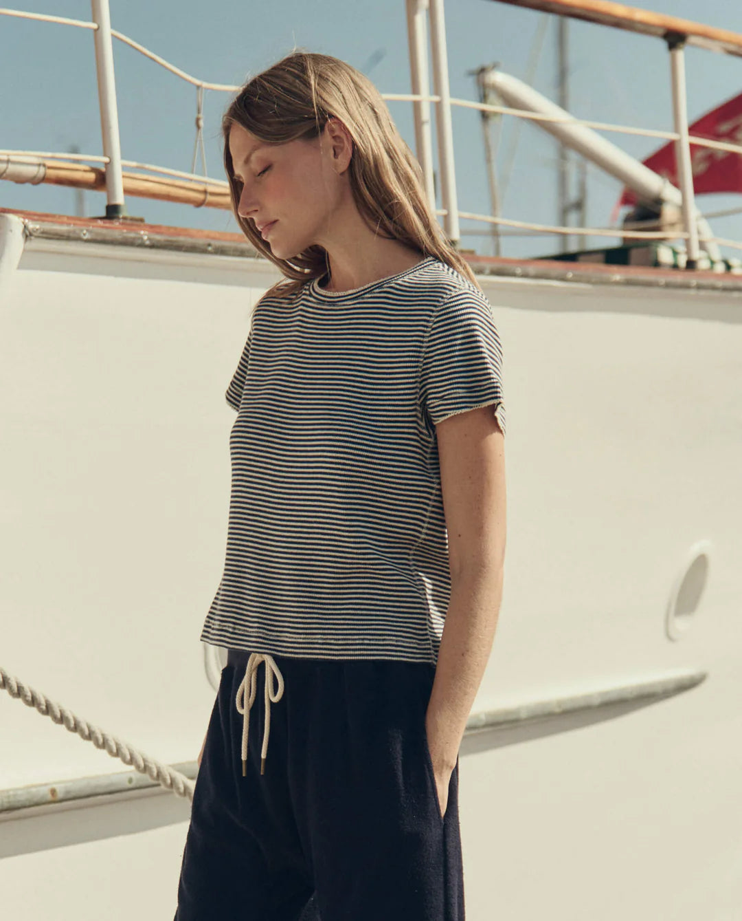 The Great - The Little Tee Navy Stripe