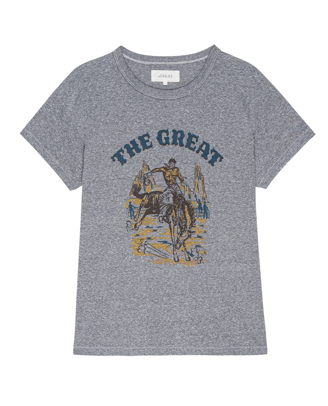 THE GREAT - Heather Grey Rodeo Graphic Boxy Crew