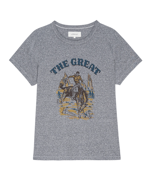 THE GREAT - Heather Grey Rodeo Graphic Boxy Crew