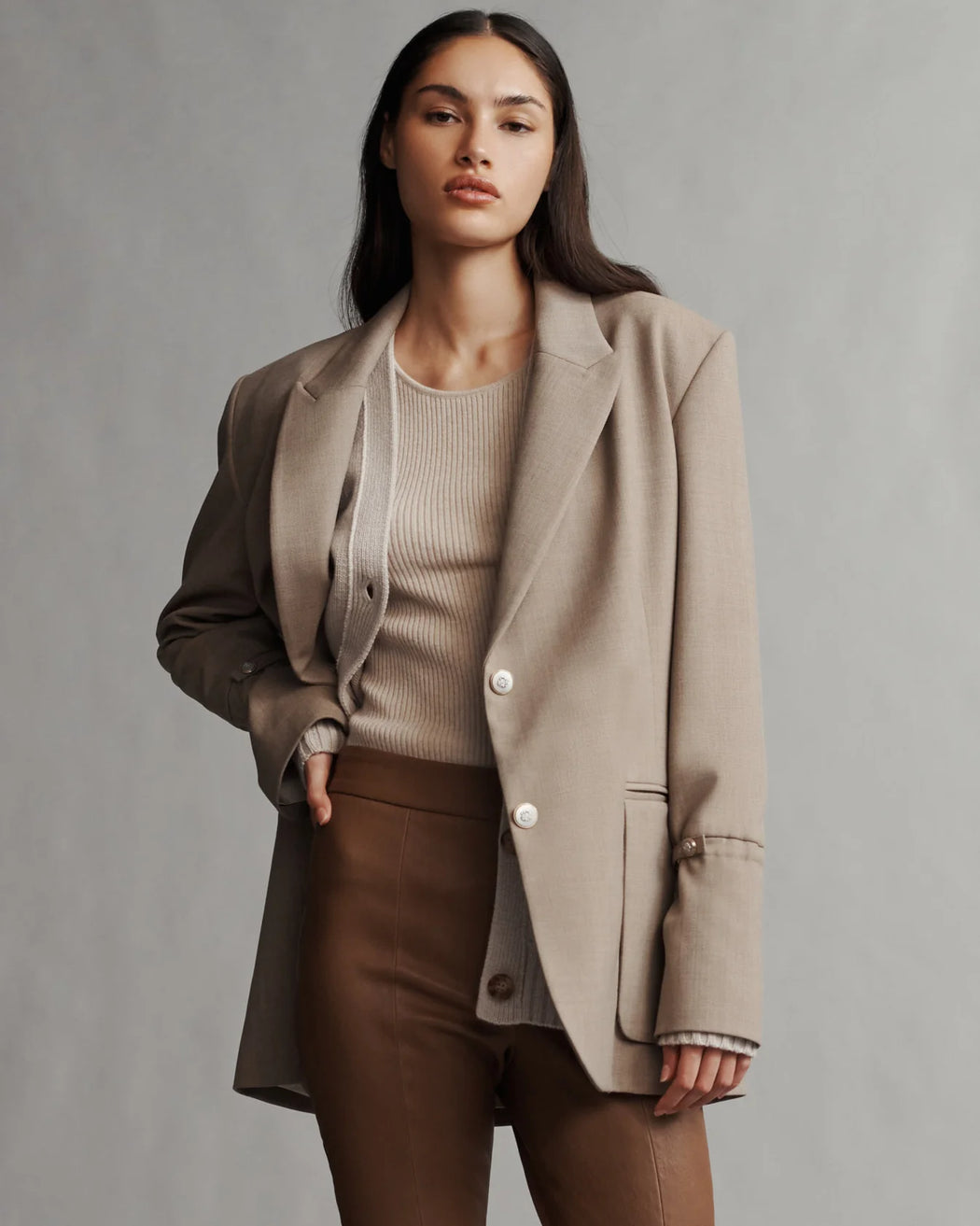 TWP - Mo Blazer in Light Wool Sandstone