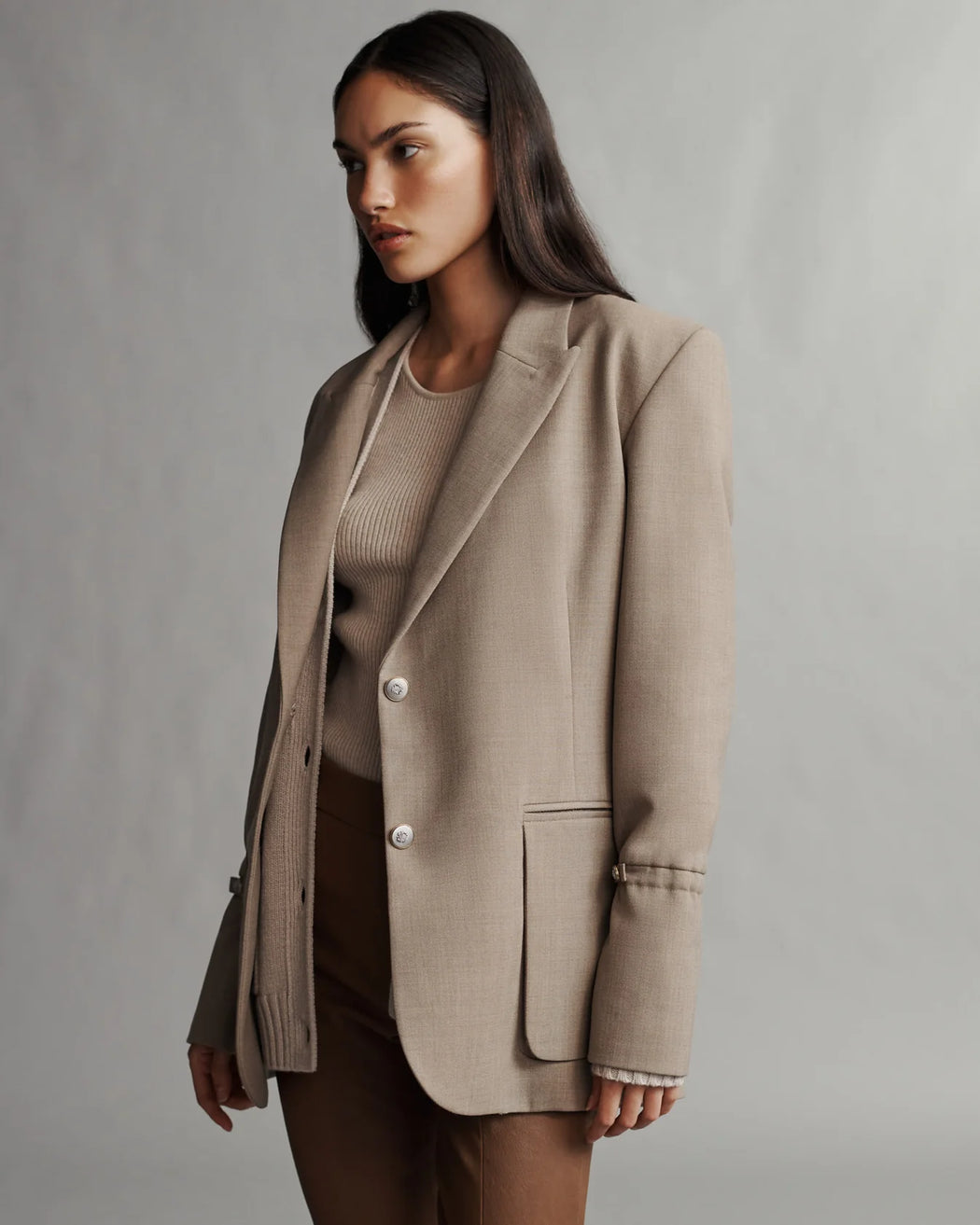 TWP - Mo Blazer in Light Wool Sandstone