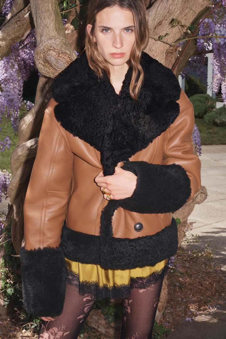 Ulla Johnson - Nisha Reversible Shearling Coat Noir