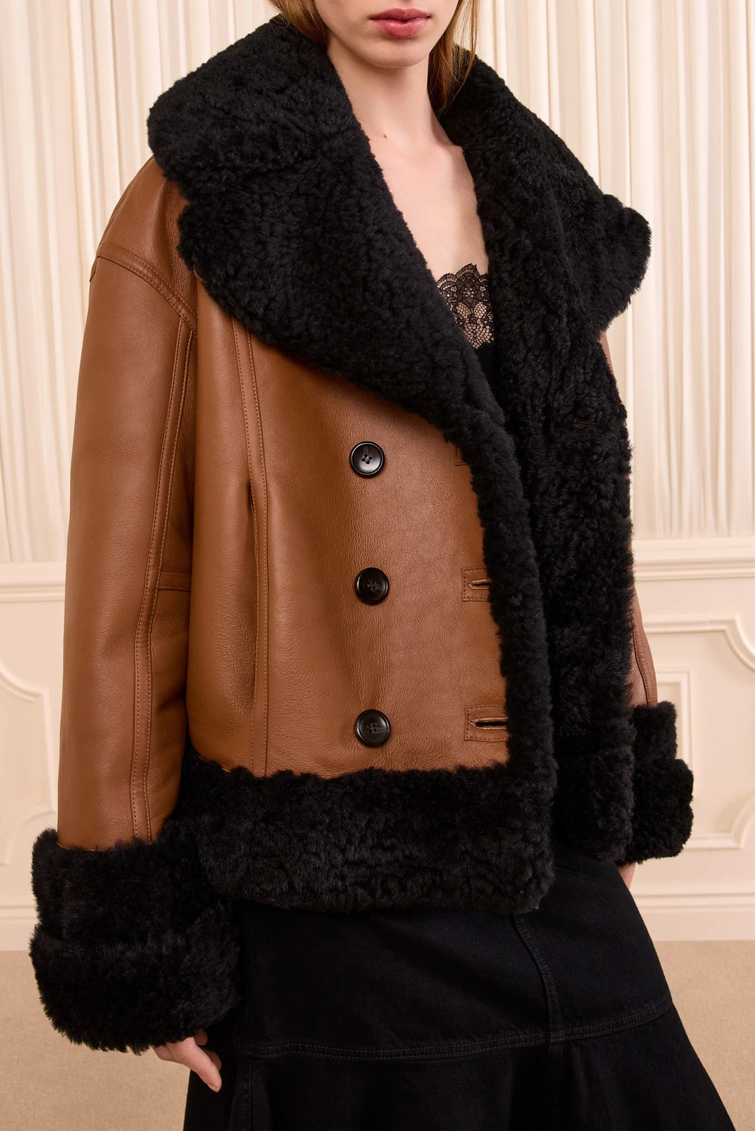 Ulla Johnson - Nisha Reversible Shearling Coat Noir