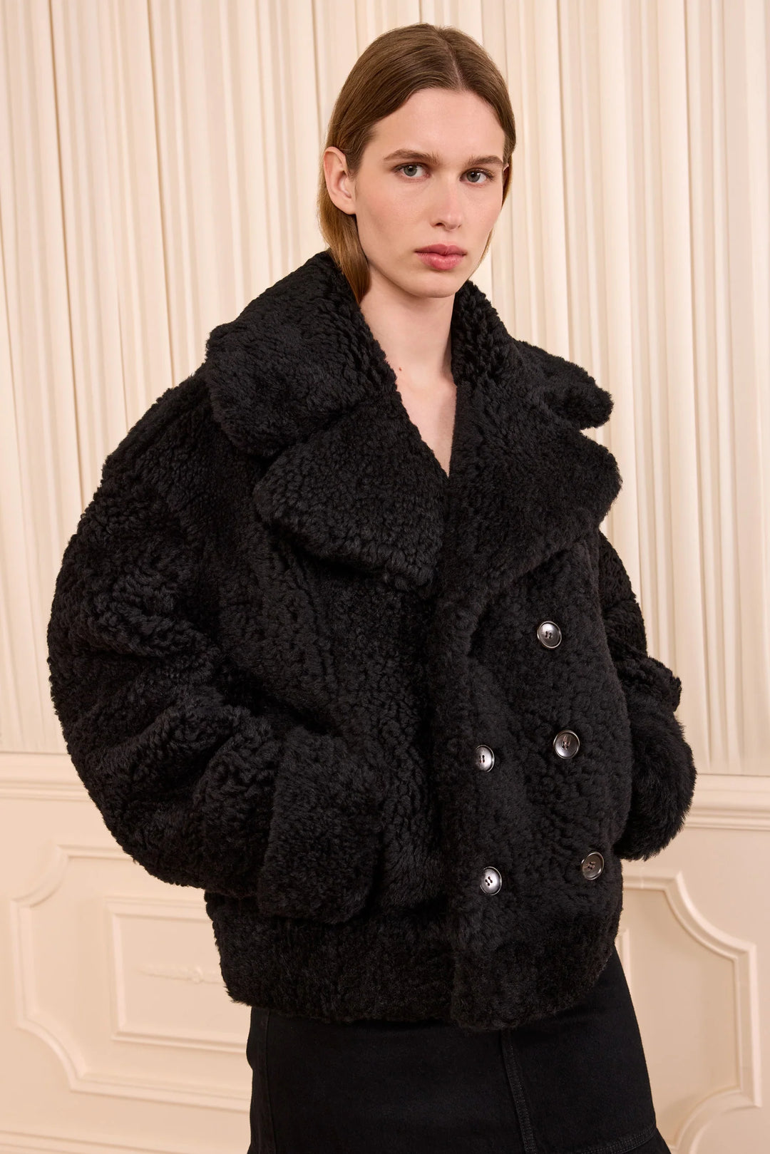 Ulla Johnson - Nisha Reversible Shearling Coat Noir