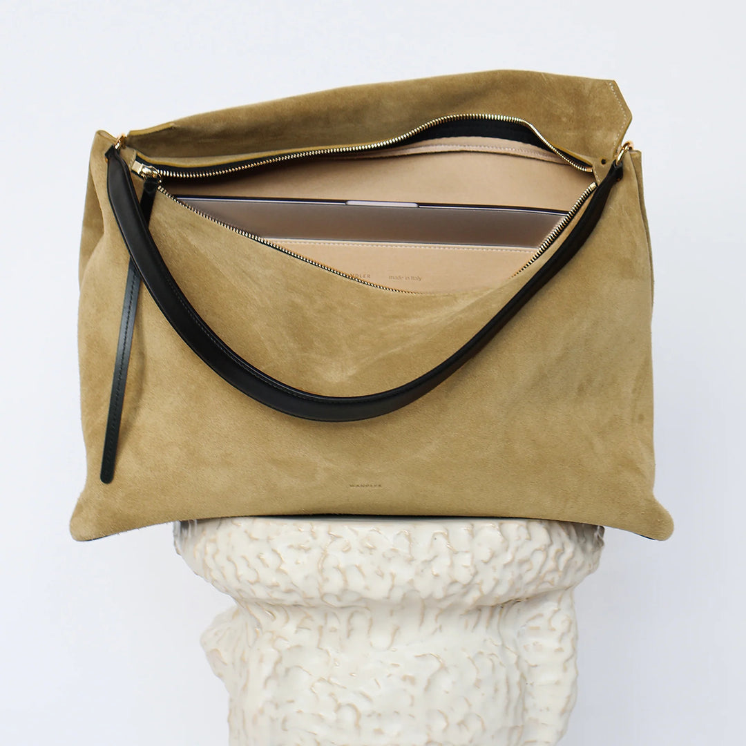 Wandler - Penelope Tote in Khaki Suede/Black