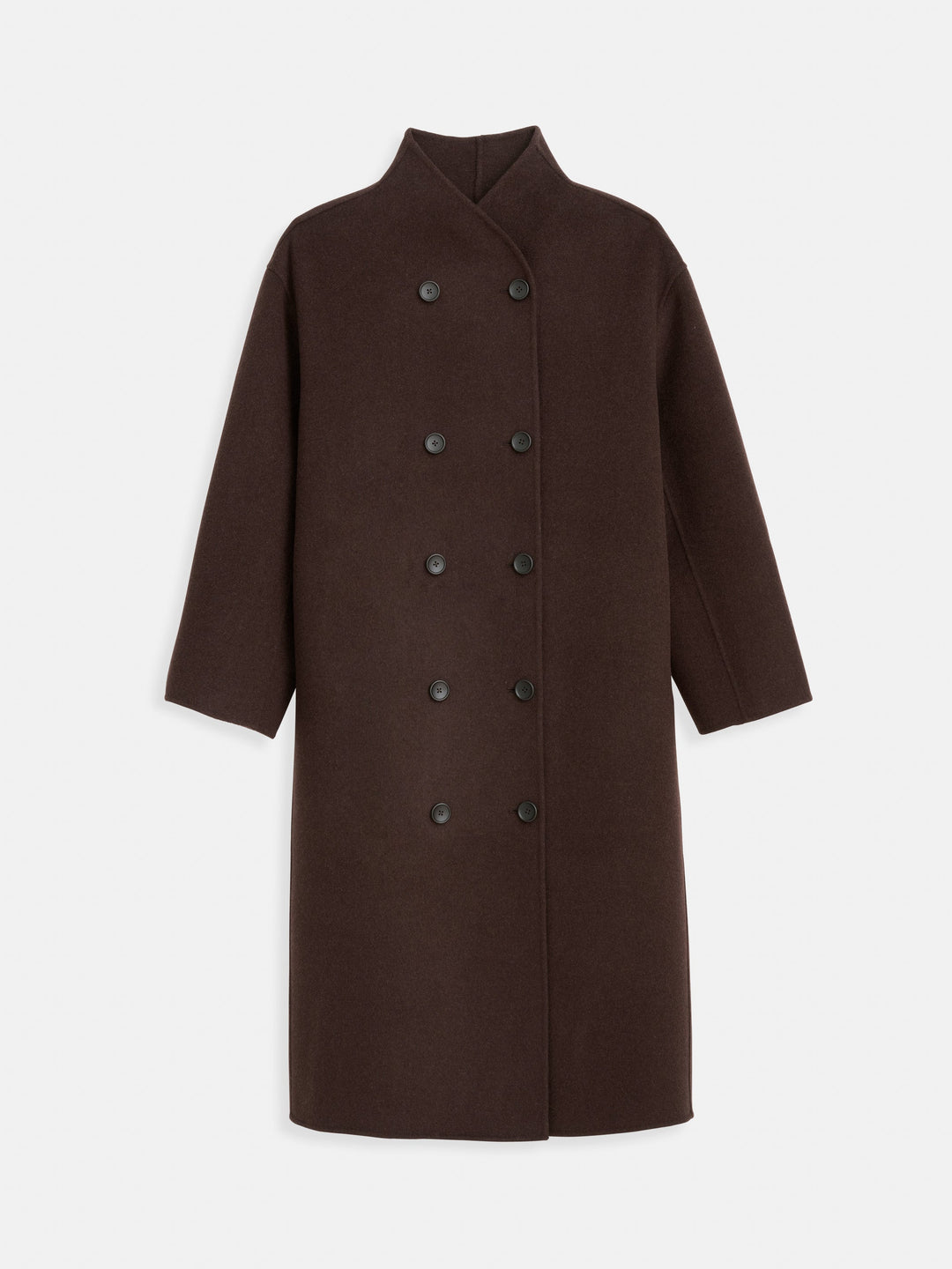 Alex Mill Long Sophia Coat in Chocolate flat lay