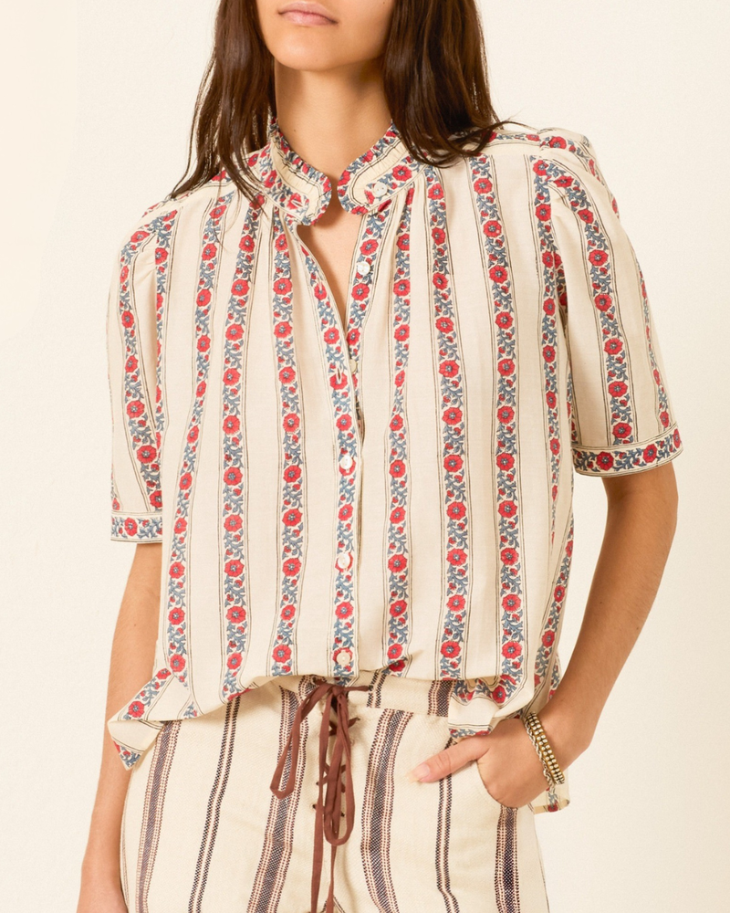 Alix of Bohemia - Winnle Roseband Stripe Shirt in Off-White