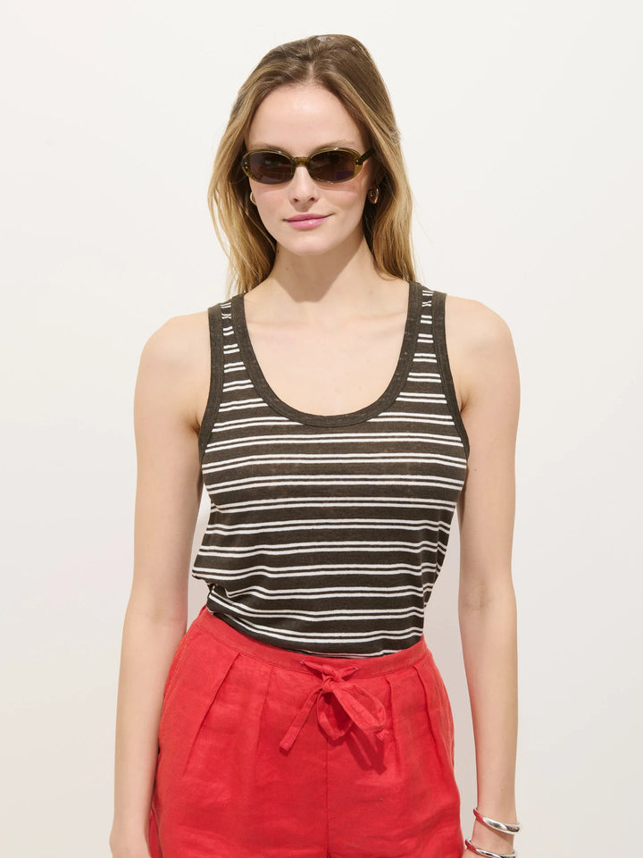 Alex Mill - Garcon Linen Tank Roasted Bean Stripe