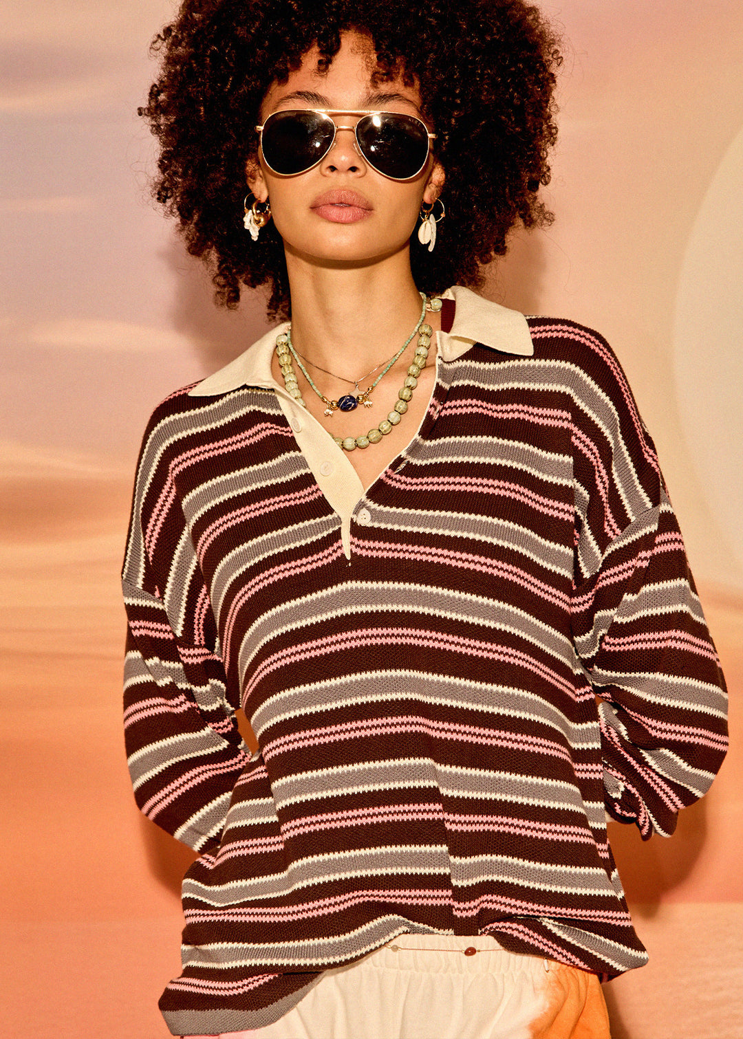 The Upside - Wonder Knit Stripe Polo