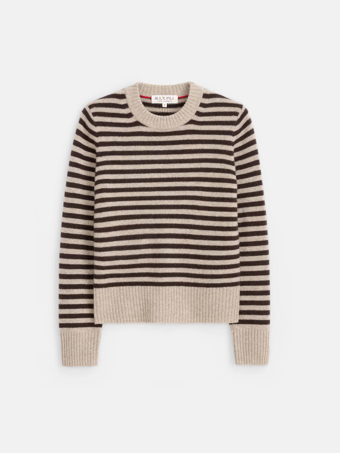 Alex Mill - Marais Striped Sweater in Washed Cashmere Heather Taupe Espresso