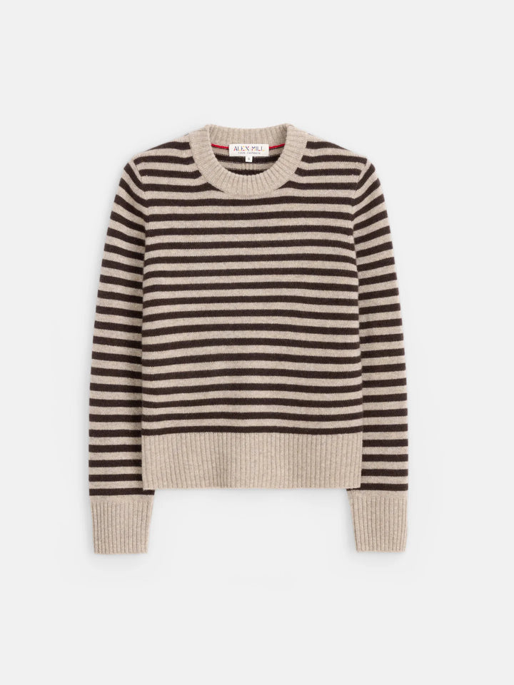 Alex Mill - Marais Striped Sweater in Washed Cashmere Heather Taupe Espresso