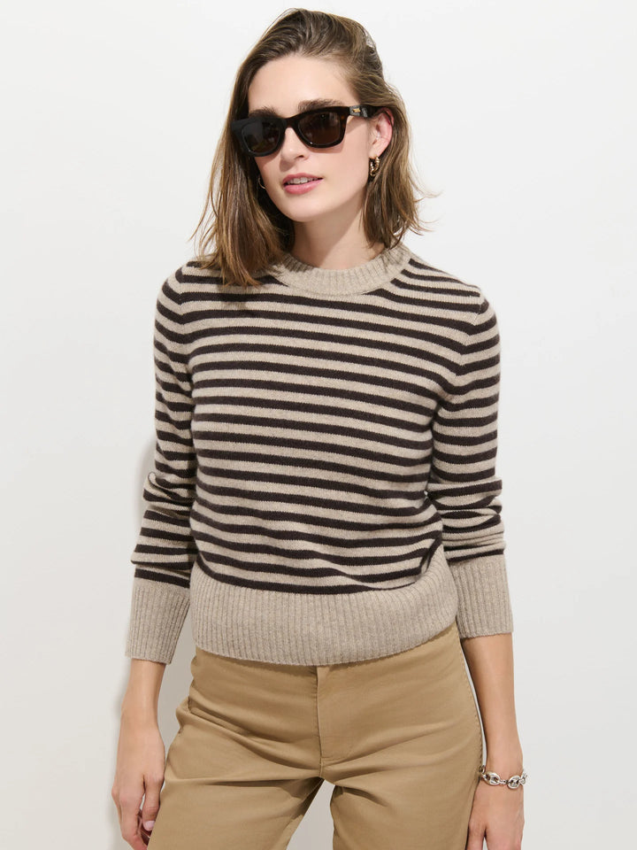 Alex Mill - Marais Striped Sweater in Washed Cashmere Heather Taupe Espresso