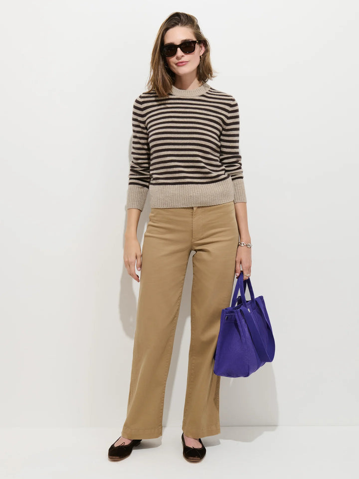 Alex Mill - Marais Striped Sweater in Washed Cashmere Heather Taupe Espresso