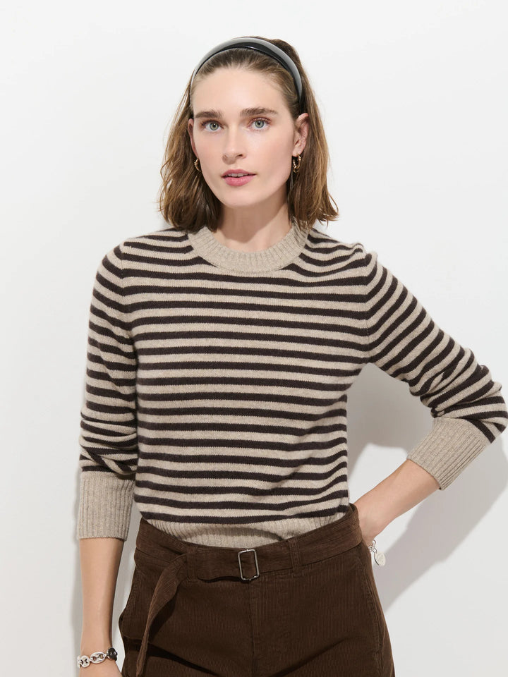 Alex Mill - Marais Striped Sweater in Washed Cashmere Heather Taupe Espresso
