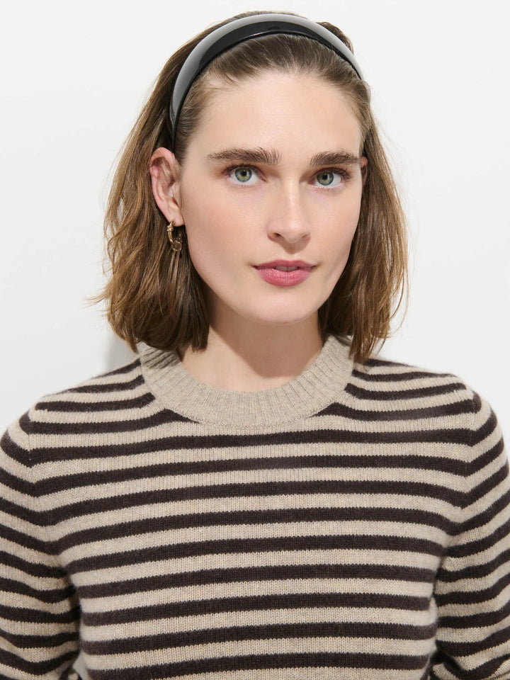 Alex Mill - Marais Striped Sweater in Washed Cashmere Heather Taupe Espresso
