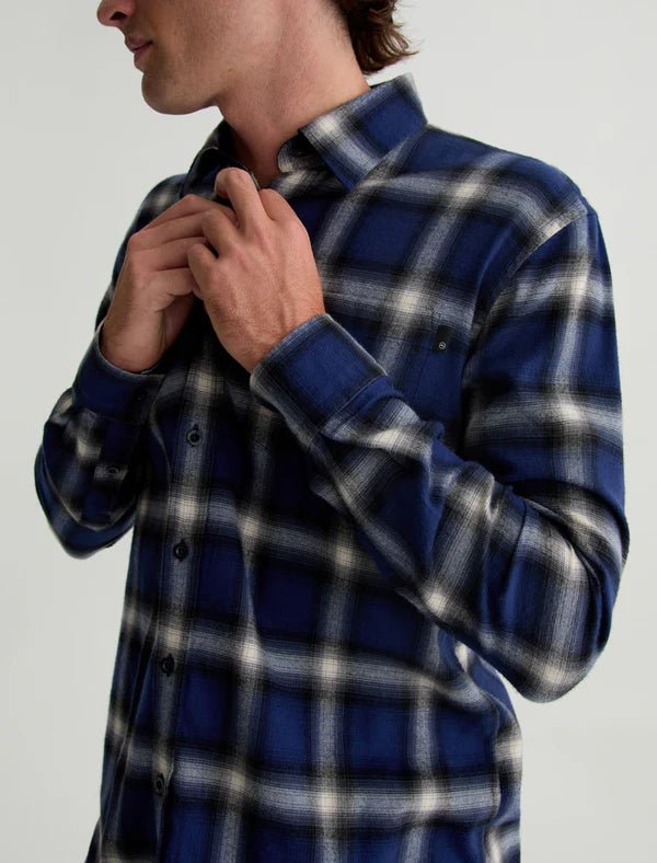 AG - Blue Brushed Check Plaid Aiden Shirt - Kalifornia Jean Bar