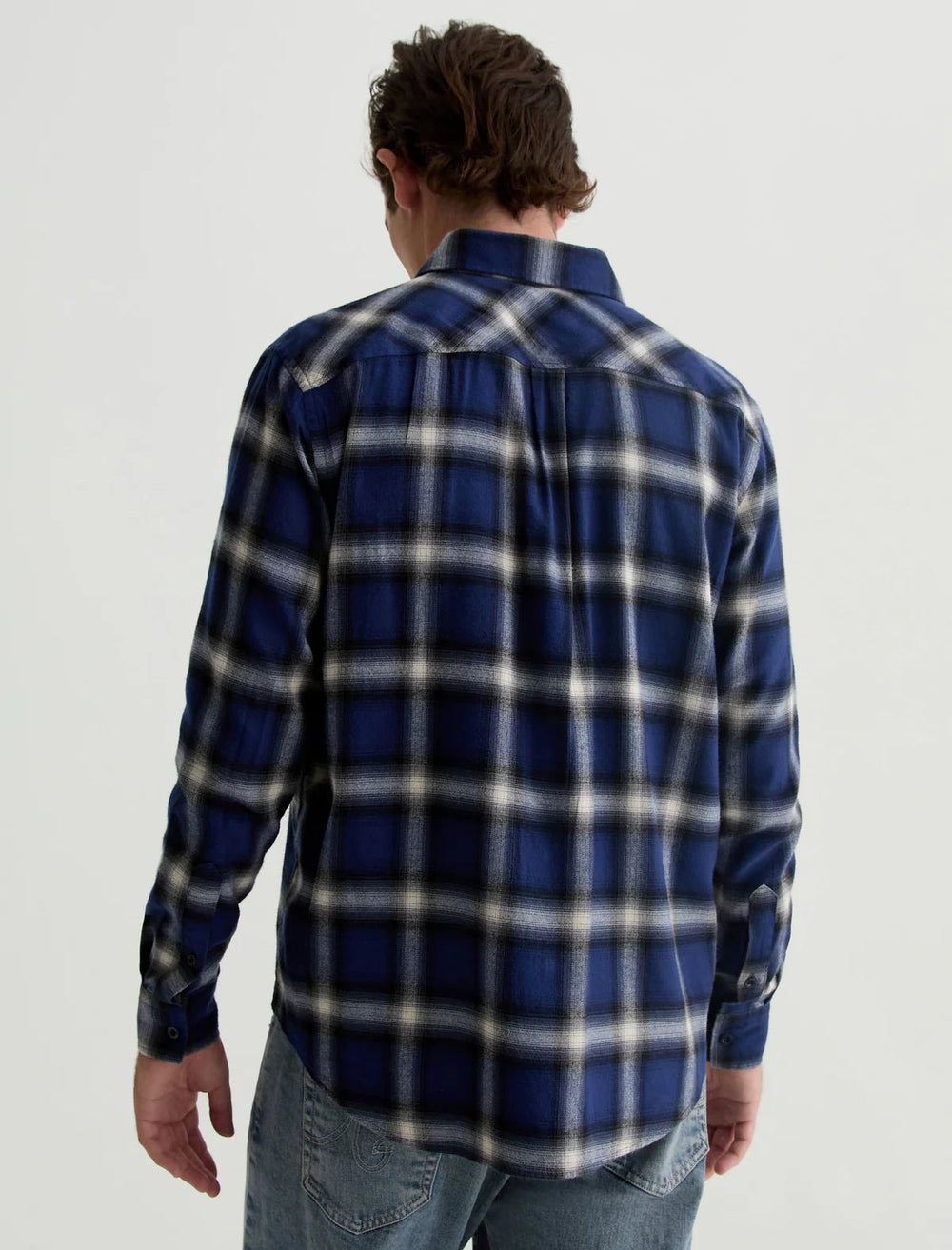 AG - Blue Brushed Check Plaid Aiden Shirt - Kalifornia Jean Bar