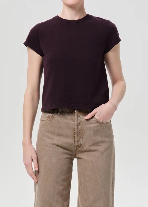 Agolde - Adine Shrunken Tee Eggplant - Kalifornia Jean Bar