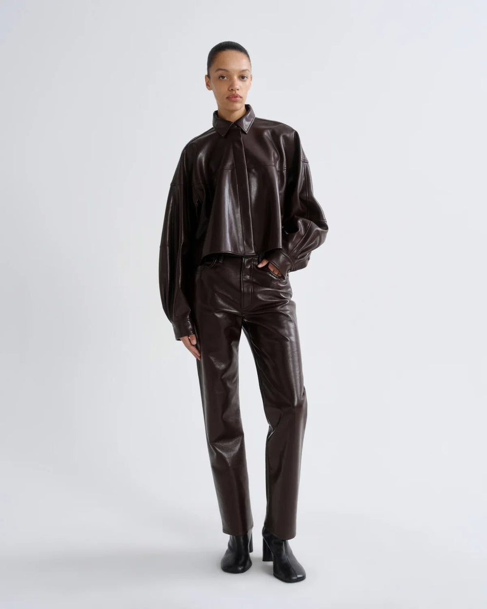 Agolde - Agnes Shirt in Maderas Vegan Leather - Kalifornia Jean Bar