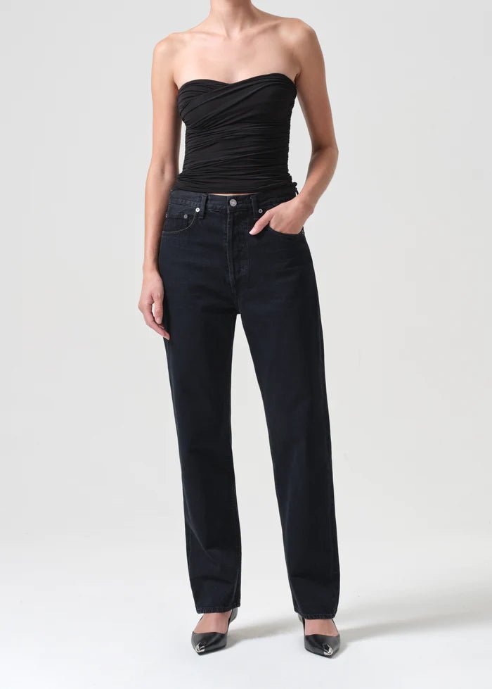 Agolde - Crushed 90’s Pinch Waist High Rise Straight Long in Crushed - Kalifornia Jean Bar