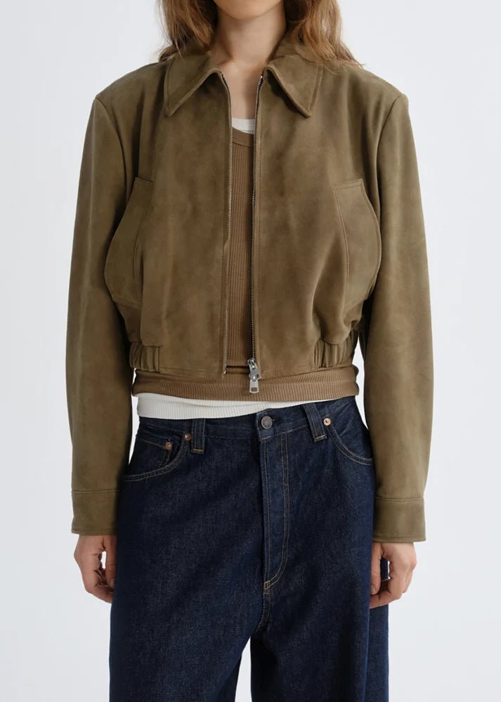 Agolde - Nahlia Cropped Suede Jacket in Canopy - Kalifornia Jean Bar