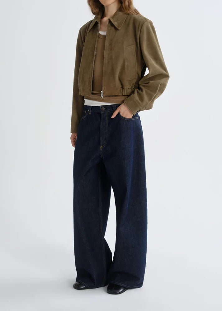 Agolde - Nahlia Cropped Suede Jacket in Canopy - Kalifornia Jean Bar