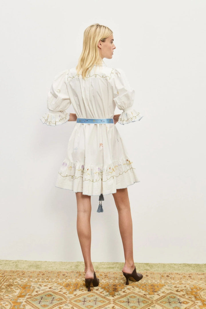 Alémais - Giulia Embroidered Mini Dress in Cream - Kalifornia Jean Bar