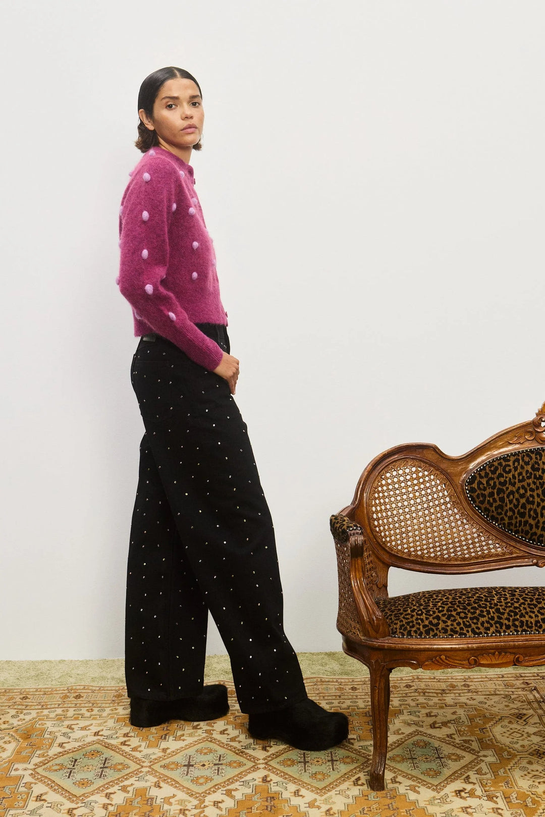 Alémais - Elia Mulberry Cropped Cardigan
