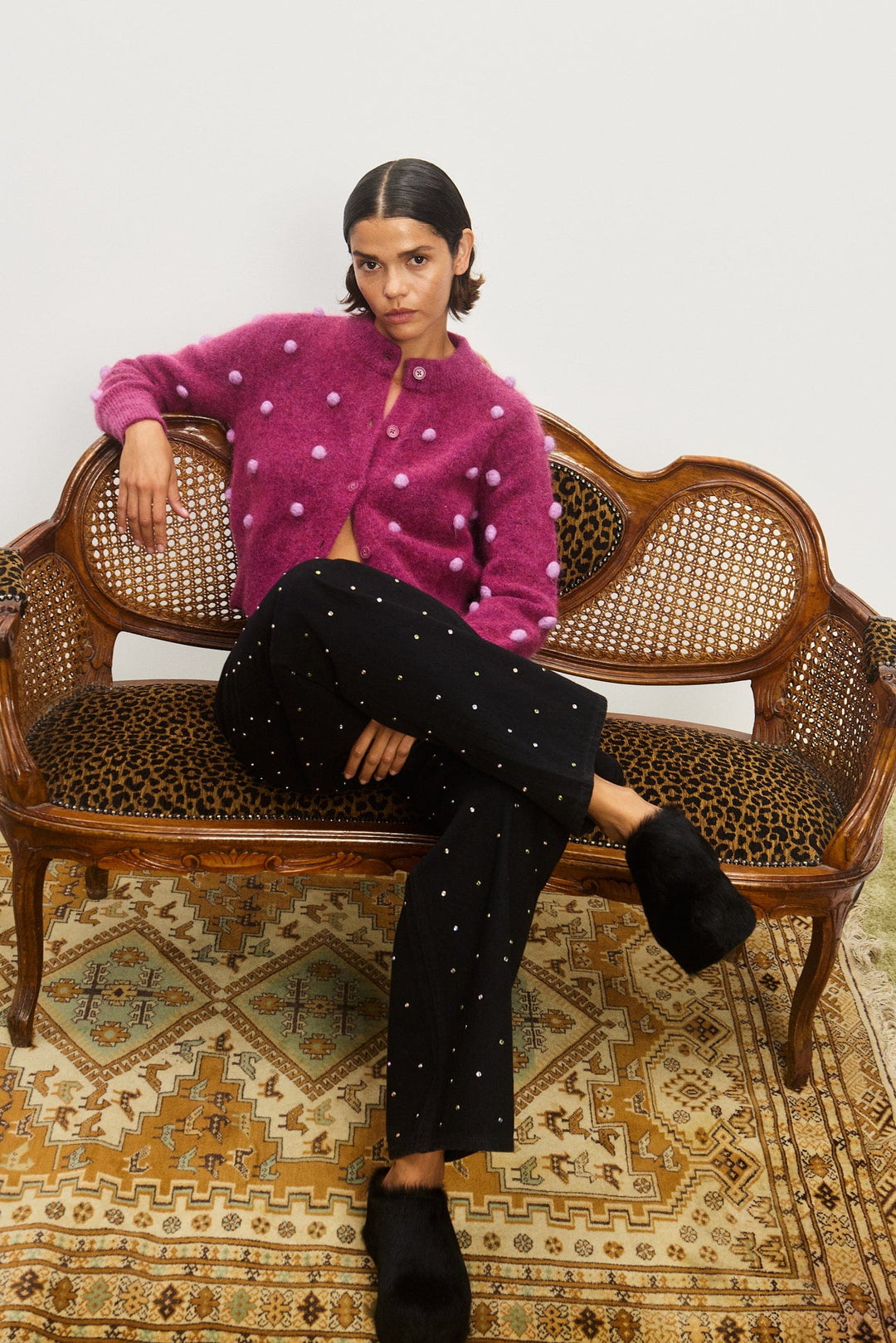Alémais - Elia Mulberry Cropped Cardigan